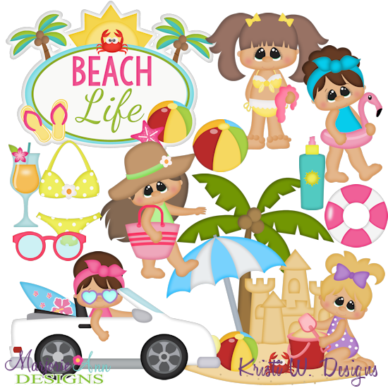 Day At The Beach~Girls SVG Cutting Files + Clipart - Click Image to Close